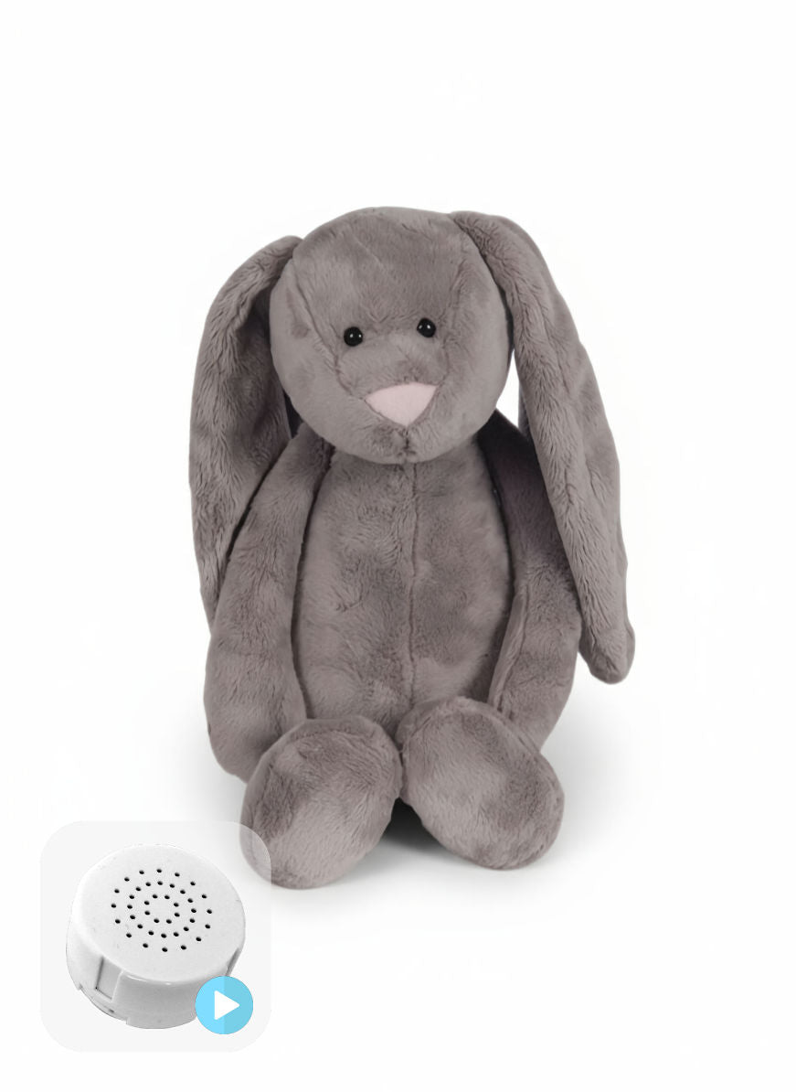 Flopsy Grey Bunny Pink Nose 16" Baby Heartbeat Bear