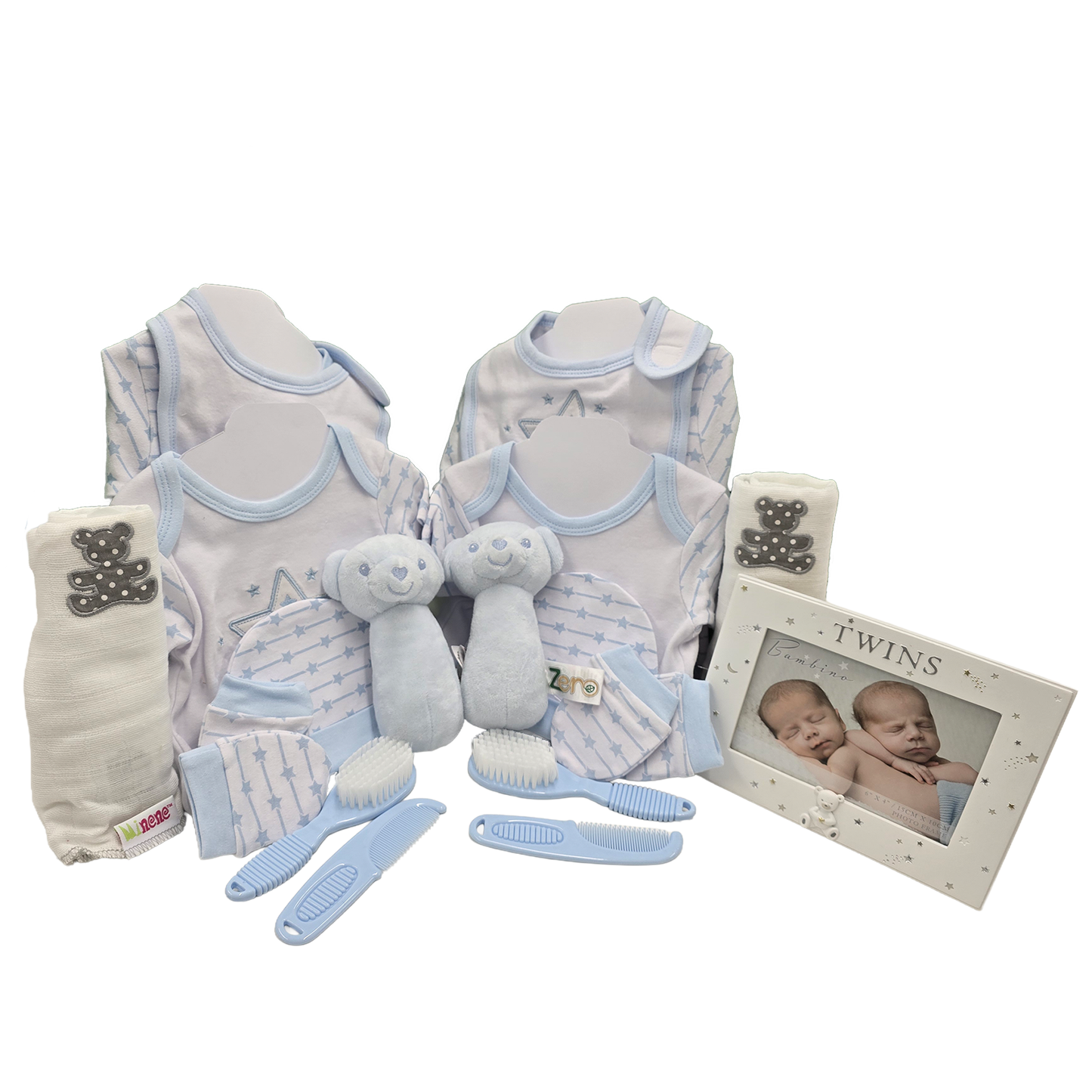 Twin Blue Baby Hamper Baby Hamper DoubleOnesieSet2