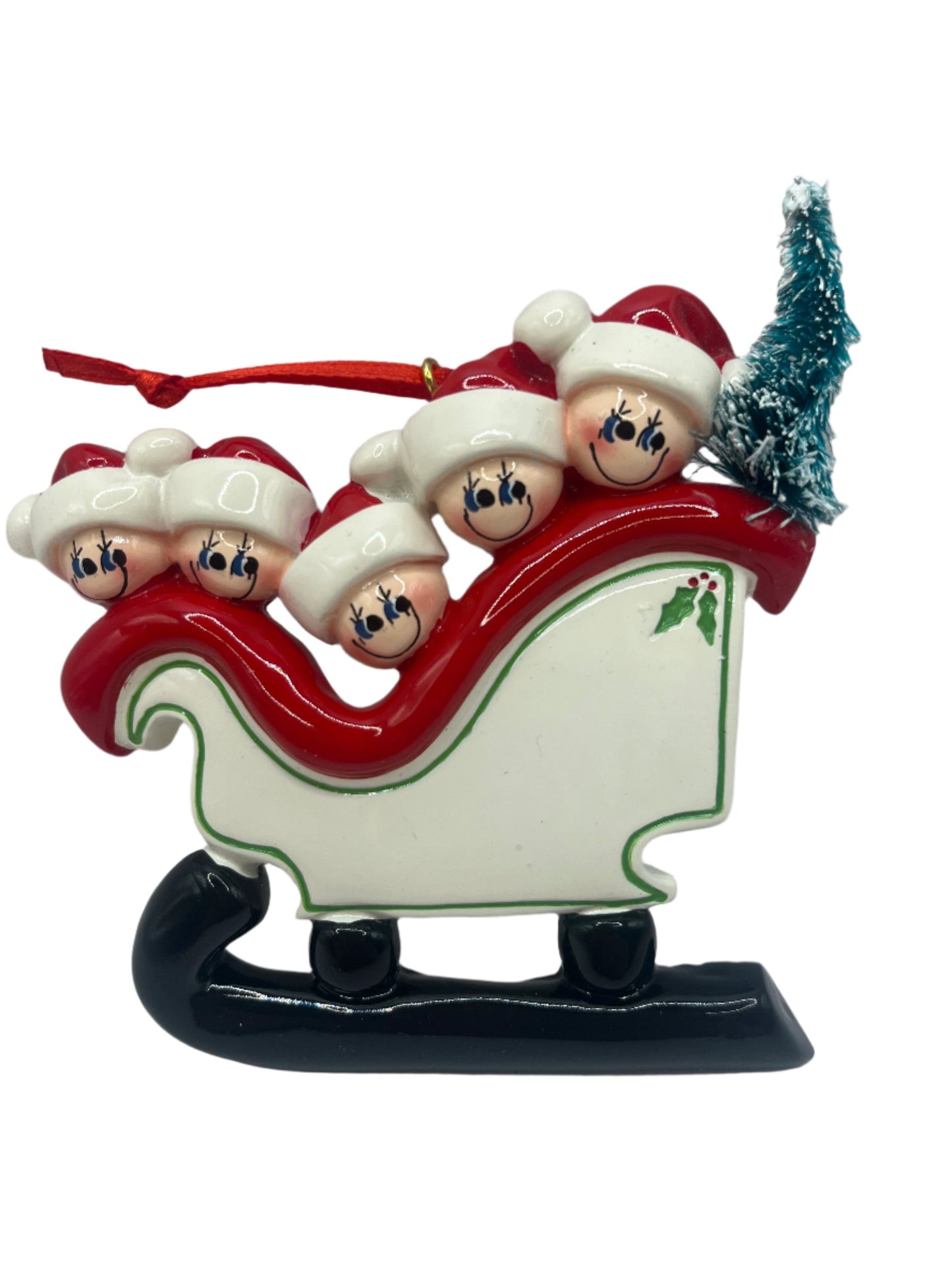 Family of 5 in a Sleigh Christmas Tree Ornament Decoration IMG_5708