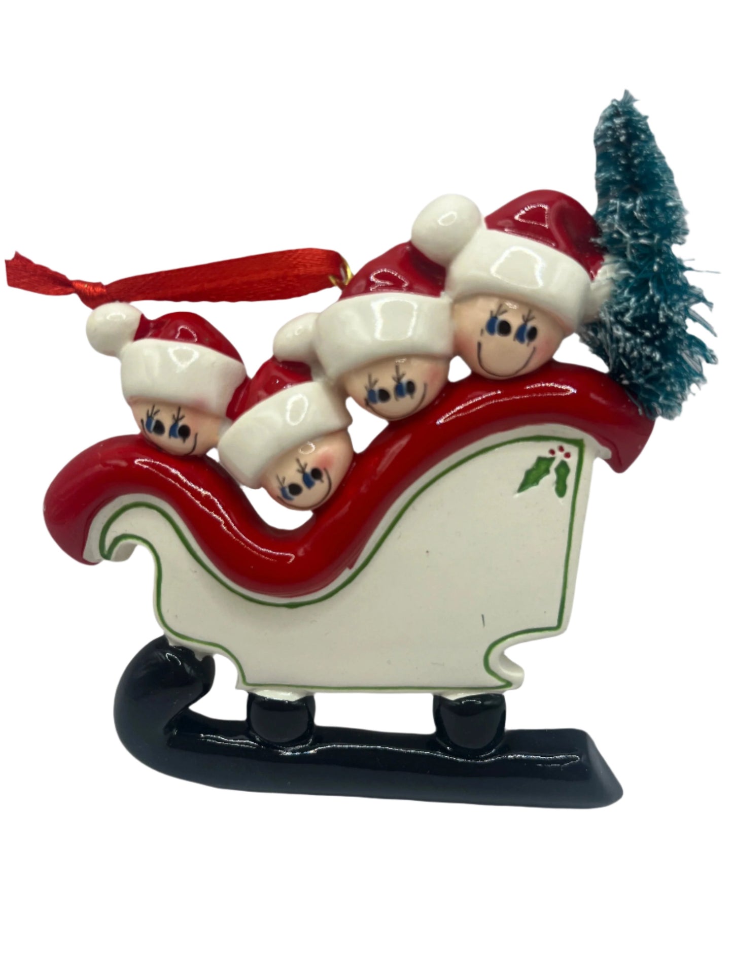 Family of 4 in a Sleigh Christmas Tree Ornament Decoration IMG_5709