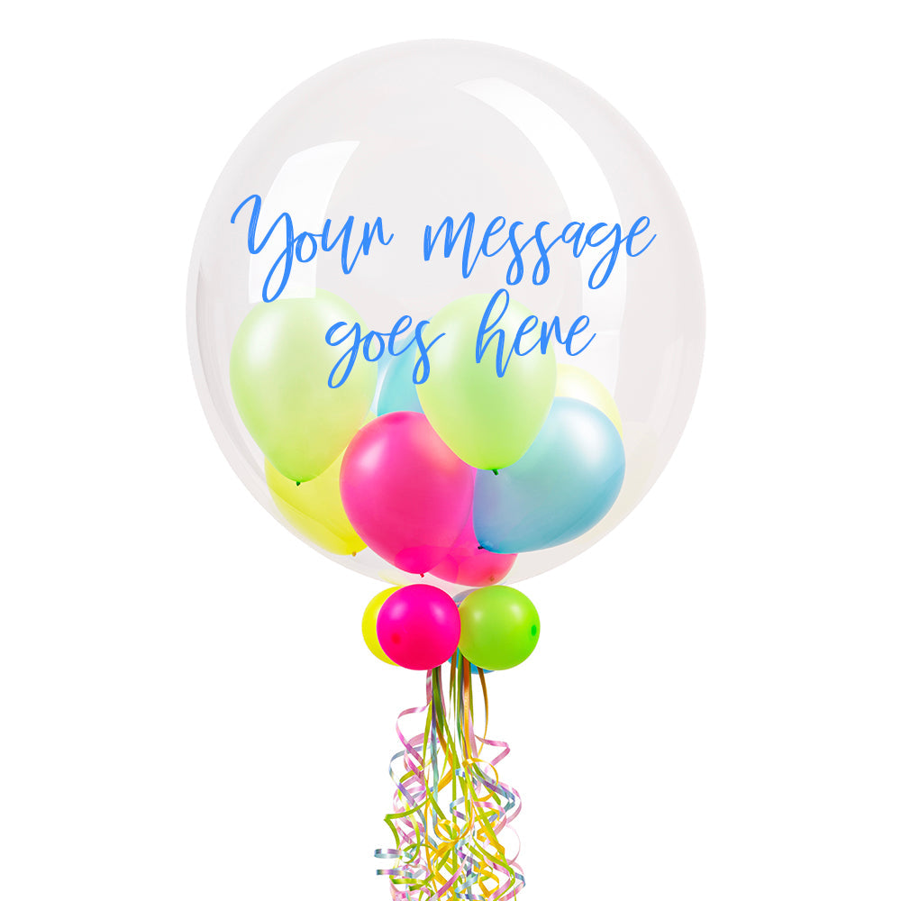 Personalised Bubble Balloon in a Box – Neon Personalised Bubbles SKU36403_NeonScriptgold_2