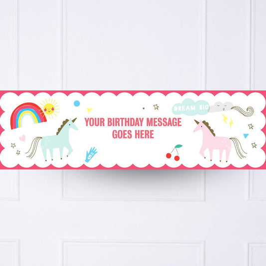 Unicorn & Rainbow Personalised Party Banner