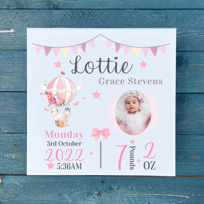 Personalised New Baby Girl Keepsake Memory Box
