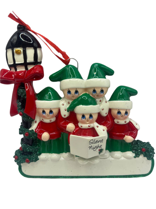 Carol Singers Family of 5 Christmas Tree Ornament