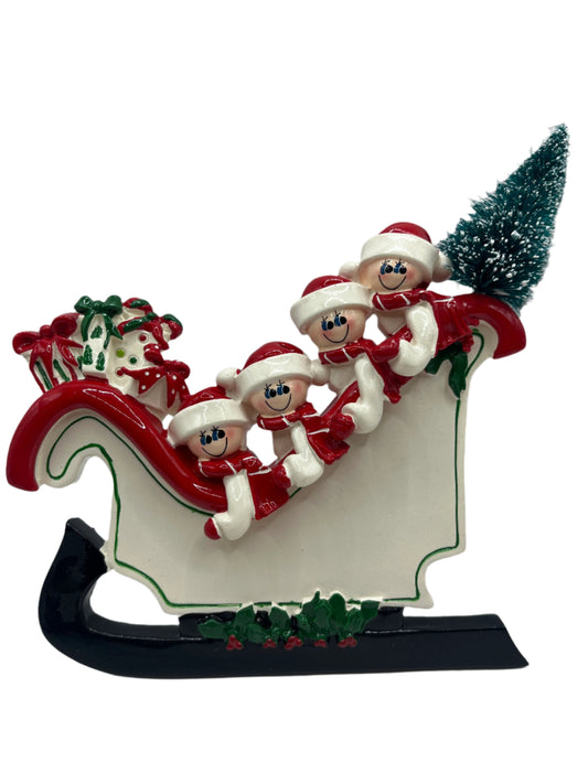 Christmas Family of 4 in a Sleigh Stand up Decoration