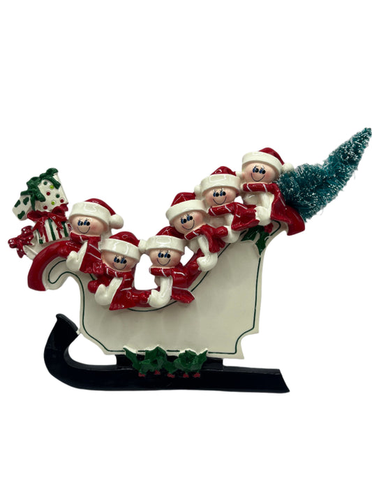 Christmas Family of 6 in a Sleigh Stand up Decoration