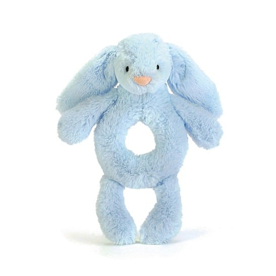 Jellycat Bashful Blue Bunny Rattle Grabber