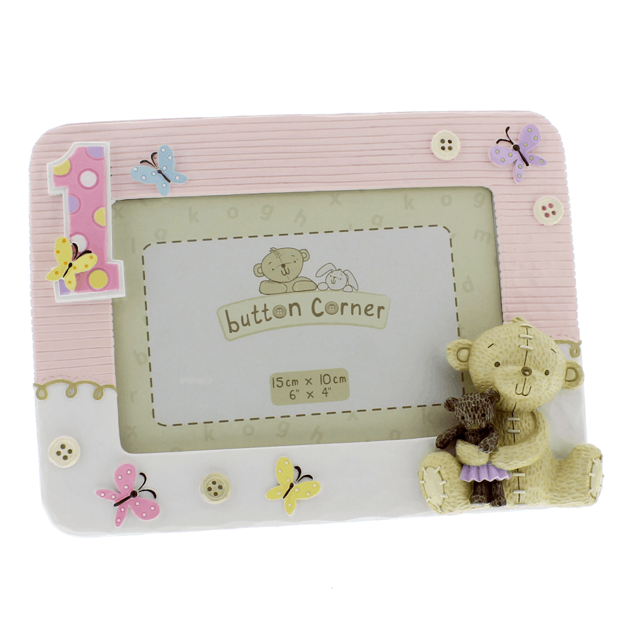 Button Corner Girl 1st Birthday Frame Photo Frame cg1205p-resize