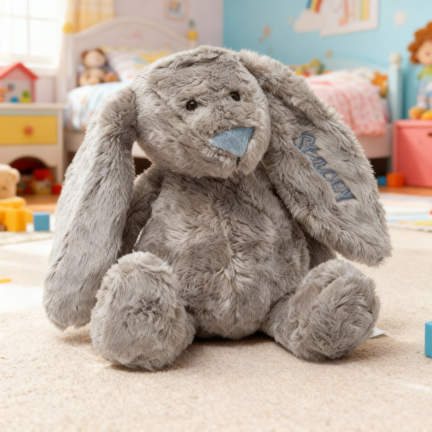 Personalised Embroidered Newborn Bunny Blue