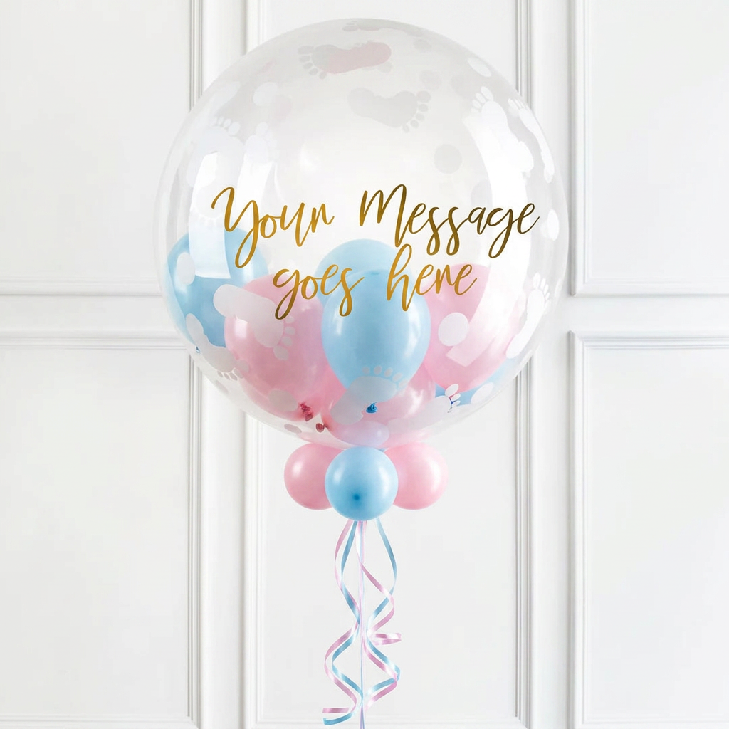Personalised  – Pick Your Colour Baby Balloon - Bubble Balloon in a Box