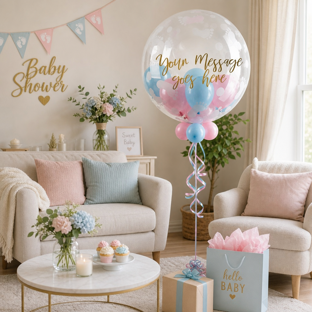 Personalised  – Pick Your Colour Baby Balloon - Bubble Balloon in a Box