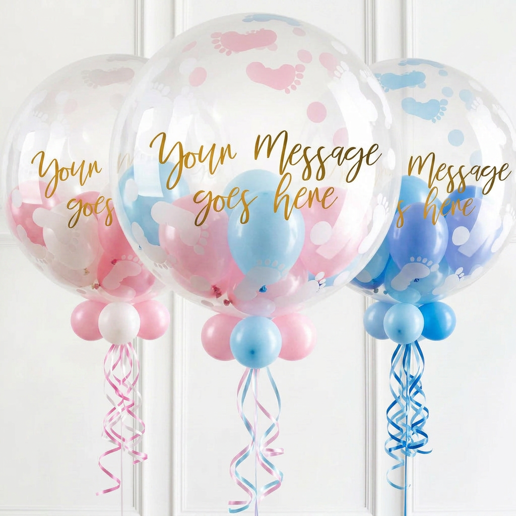 Personalised  – Pick Your Colour Baby Balloon - Bubble Balloon in a Box