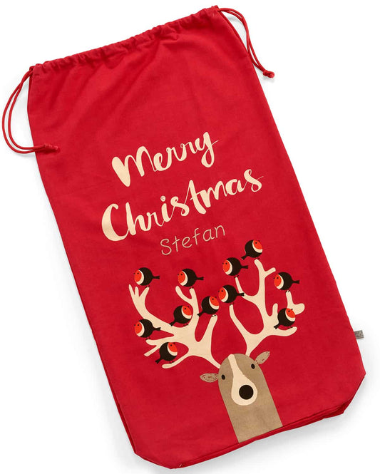 Merry Christmas Robins Gift Sack