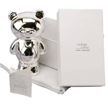 Silver Plated Teddy Bear Money Box